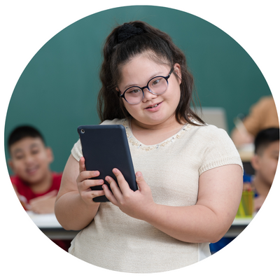 Young girl with an electronic device.